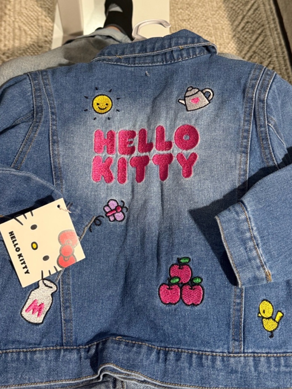 NWT Hello Kitty Denim Jacket w Embroidered Patches-Sizes 2T, 3T, 4T size 10 & 12
